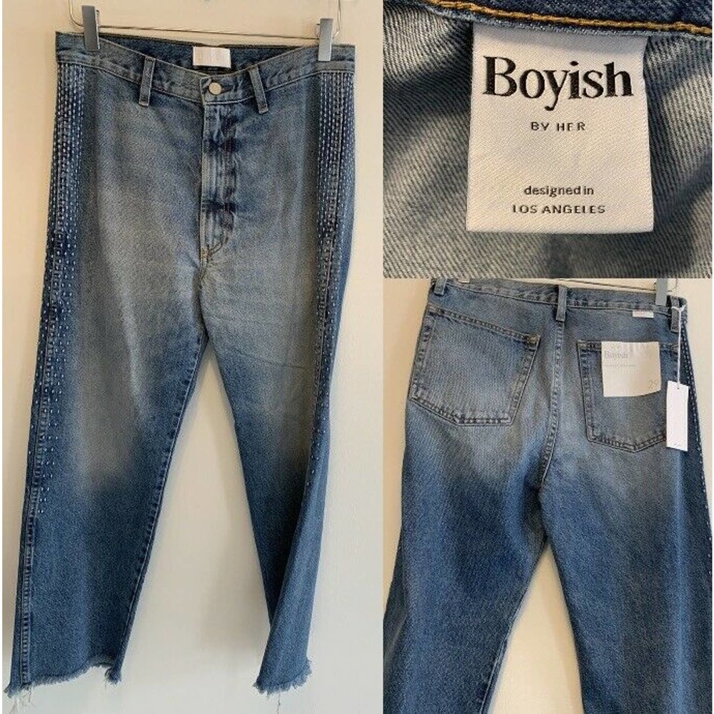 Boyish Jeans Women's 29 Kirby Vintage Straight NWT Embroidery Neversofew Color